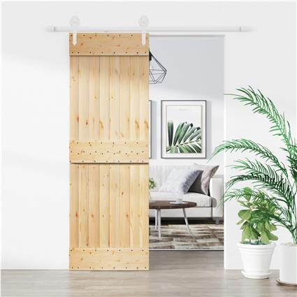 vidaXL Porta de correr com ferragens 70x210 cm madeira de pinho maciça