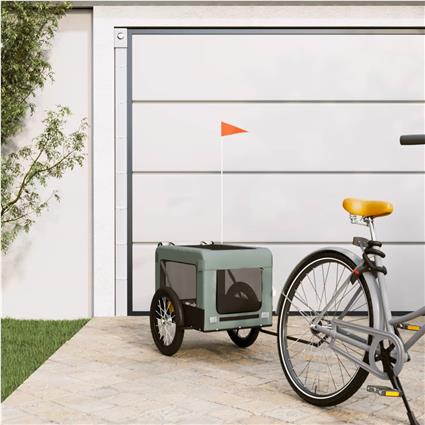 vidaXL Reboque de bicicleta p/ animais tecido oxford/ferro cinza/preto