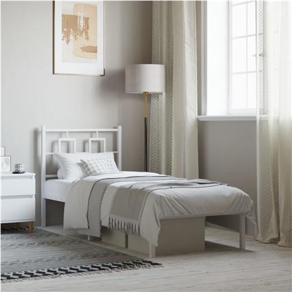 vidaXL Estrutura de cama com cabeceira 75x190 cm metal branco