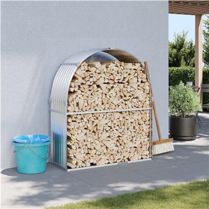 vidaXL Suporte de lenha 120x45x140 cm aço galvanizado prateado