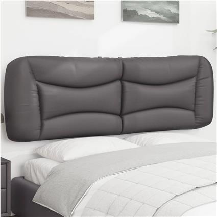 vidaXL Almofadão de cabeceira 160 cm couro artificial cinzento