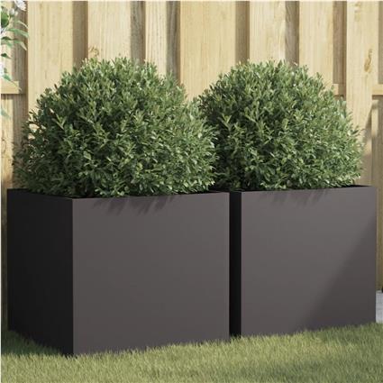 vidaXL Vasos/floreiras 2 pcs 49x47x46 cm aço laminado a frio preto