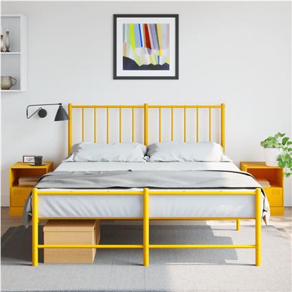 vidaXL Mesas de cabeceira 2 pcs 34,5x39x44 cm aço amarelo mostarda