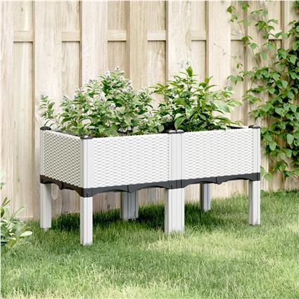 vidaXL Vaso/floreira de jardim c/ pernas 80x40x42 cm PP branco