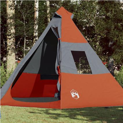 vidaXL Tenda de campismo tipi p/ 7 pessoas impermeável cinza/laranja