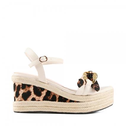 Lola Casademunt SANDALIA CUÑA CON ESTAMPADO ANIMAL , Multicolor, Talla - Ref.