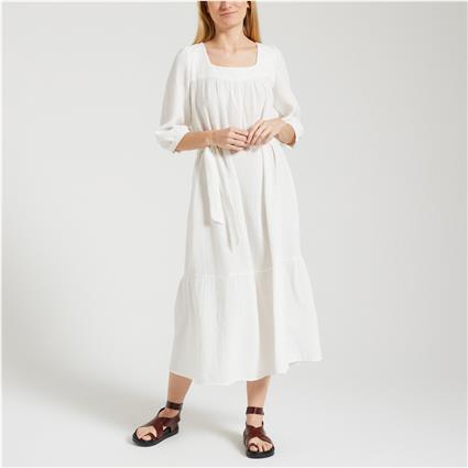 Des Petits Hauts Vestido midi, em gaze de algodão, ROSITA ECRU