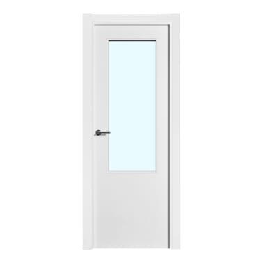 Porta lacada com moldura envidraçada branca Ulla 75 cm esquerda