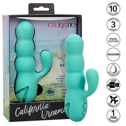 CALIFORNIA EXOTICS - VIBRADOR DEL MAR DIVA RABBIR AQUA GREEN POR CALIFORNIA DREAMING