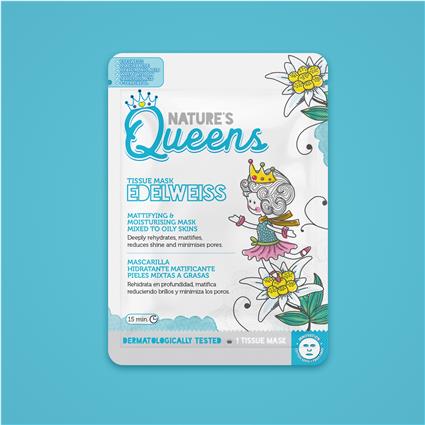 M?SCARA DE TECIDO FACIAL MATIFICANTE NATURE?S QUEENS EDELVAISSE 25ML