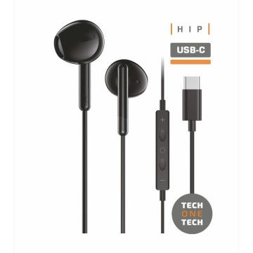 Fones de ouvido Tech One Tech earTECH TEC1302/ com microfone/ USB tipo C/ preto