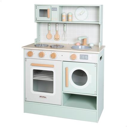 Woomax Wood Cocinita With Interactive Elements And Accessories Colorido