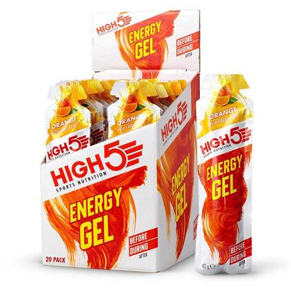 High5 Energy Gels Box 40g 20 Units Orange Colorido