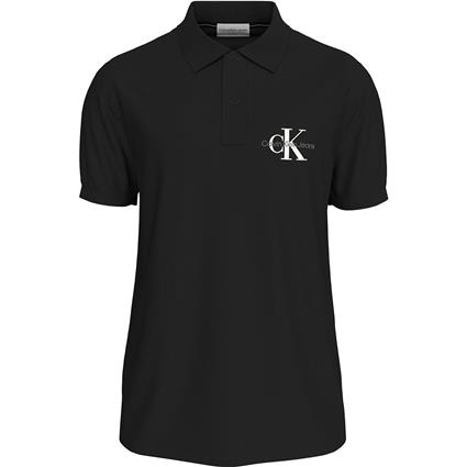 Calvin Klein Jeans Monologo Short Sleeve Polo Preto S Homem