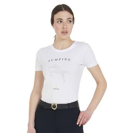 Equestro Jumping Diamonds Short Sleeve T-shirt Branco XS Mulher