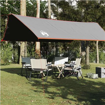vidaXL Lona de campismo 500x294 cm impermeável cinzento e laranja