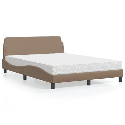 vidaXL Cama com colchão 140x190 cm couro artificial cappuccino