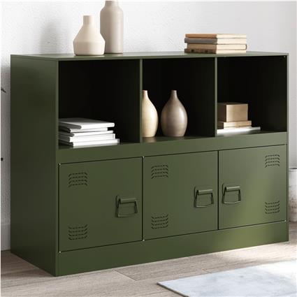 vidaXL Aparador 99x39x73 cm aço verde azeitona
