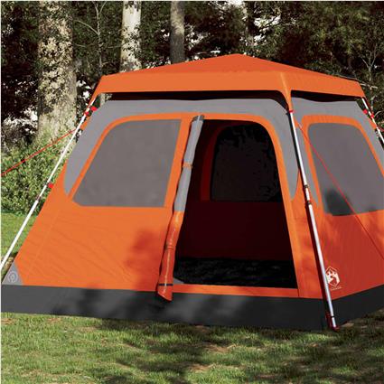 vidaXL Tenda familiar cúpula 6 pessoas libertação rápida cinza/laranja
