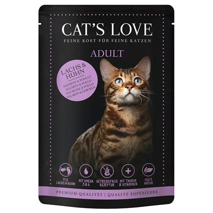 Cat's Love 12 x 85 g comida húmida para gatos - Salmão e frango