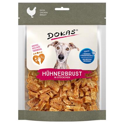 Dokas Peito de frango em pedaços para cães - Pack económico: - 2 x 170 g