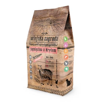 Wiejska Zagroda Cat cordeiro com krill - Pack económico: 2 x 5 kg