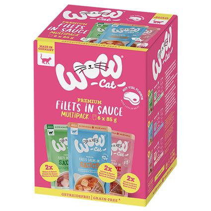 WOW Cat Filetes em molho 6 x 85 g - Pack misto (3 variedades)