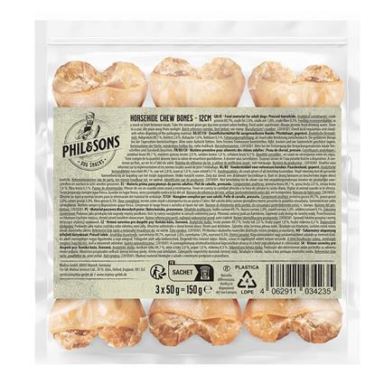 Phil & Sons Ossos de pele de cavalo snacks para cães - 3 x 12 cm