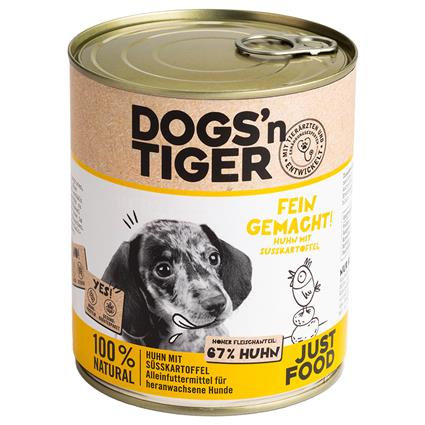 Dogs'n Tiger Junior 12 x 800 g - Pack económico - Frango e batata-doce