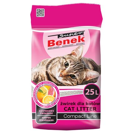 Super Benek Compact Citrus Freshness areia aglomerante para gatos - 25 l