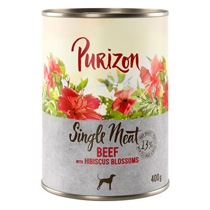 Purizon 6 x 400g ou 800g comida húmida em promoção: 5 + 1 grátis! - Vaca com flor de hibisco  (6 x 400g)