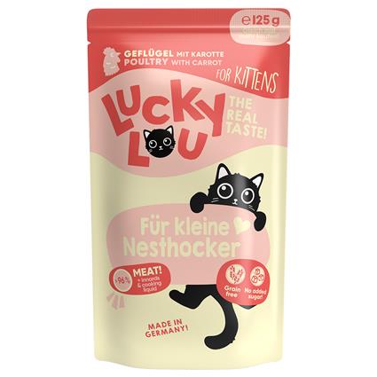Lucky Lou Kitten 48 x 125 g em saquetas - Pack económico - Aves