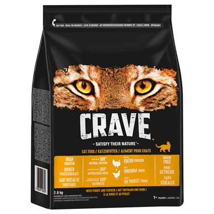 Crave Adult com peru e frango ração para gatos - 2 x 2,8 kg