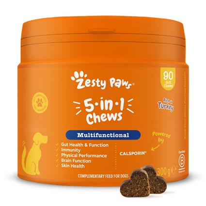 Zesty Paws 5 em 1 Chews com peru - Pack económico: 2 x 90 pastilhas