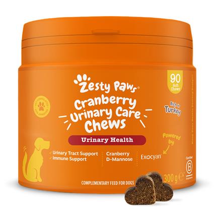 Zesty Paws Urinary Care Chews com mirtilo-vermelho - 90 pastilhas