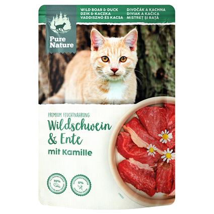 Pure Nature Feline 12 x 85 g saquetas para gatos - Javali e pato
