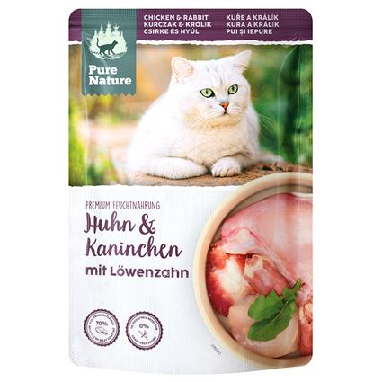 Pure Nature Feline 12 x 85 g saquetas para gatos - Frango e coelho
