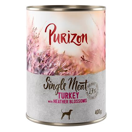 Purizon Single Meat 24 x 400 g - Pack económico - Peru com flores de urze