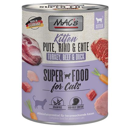 MAC's Cat Kitten 6 x 800 g - Kitten Peru, vaca e pato