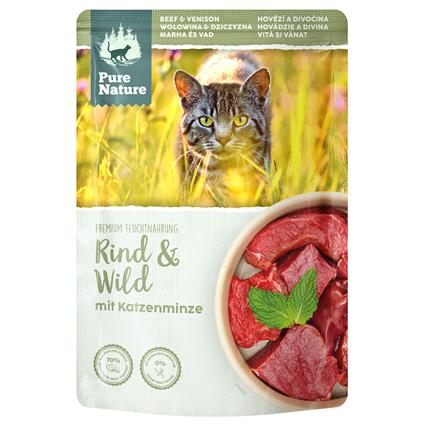 Pure Nature Feline 12 x 85 g saquetas para gatos - Vaca e veado
