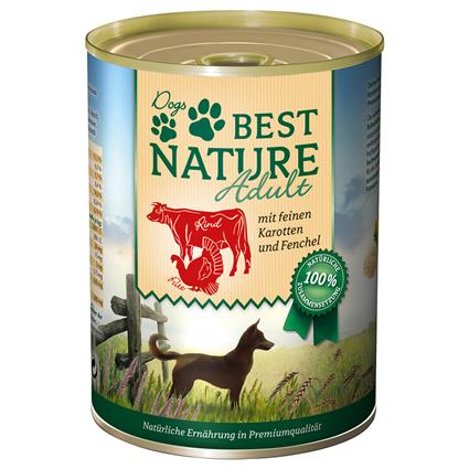 Best Nature Dog Adult 6 x 400 g - Peru, vaca e cenouras