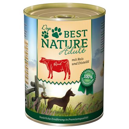 Best Nature Dog Adult 6 x 400 g - Vaca, arroz e óleo de cártamo