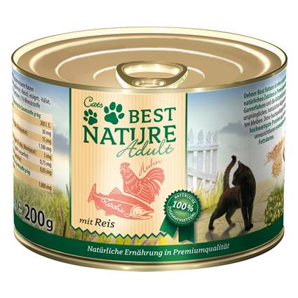 Best Nature Cat Adult 6 x 200 g - Salmão, frango e arroz