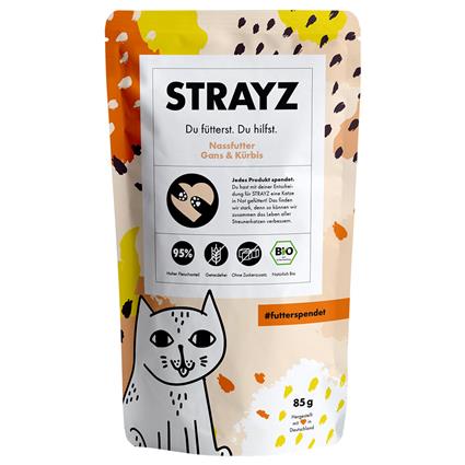 STRAYZ BIO saquetas 6 x 85 g - Ganso biológico e abóbora biológica