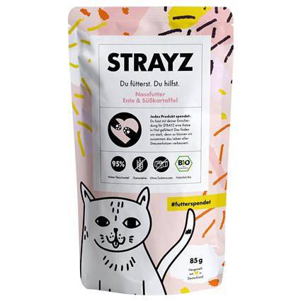 STRAYZ BIO saquetas 6 x 85 g - Pato biológico e batata-doce biológica