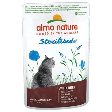 Almo Nature Holistic Sterilised - Pack económico: 24 x 70 g com vaca