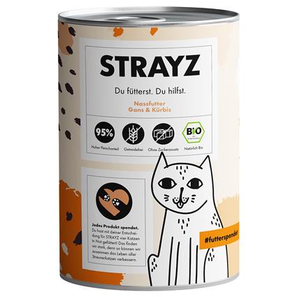 STRAYZ BIO Cat 6 x 400 g - Ganso biológico e abóbora biológica