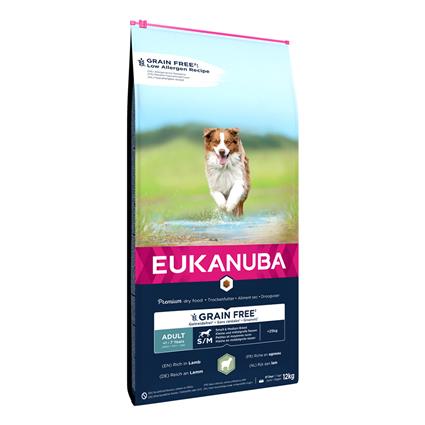 Eukanuba Grain Free Adult Small and Medium Breed com cordeiro - 12 kg