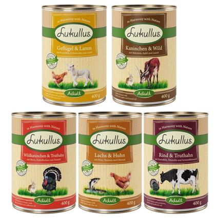 Lukullus Adult - Pack de degustação misto - 6 x 400 g (5 variedades)