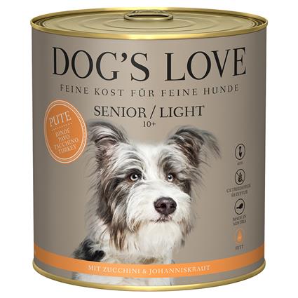 Dog's Love Senior/Light com peru comida húmida para cães - 12 x 800 g